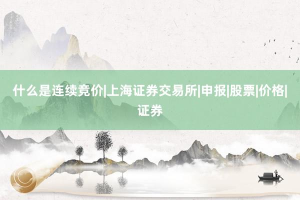 什么是连续竞价|上海证券交易所|申报|股票|价格|证券