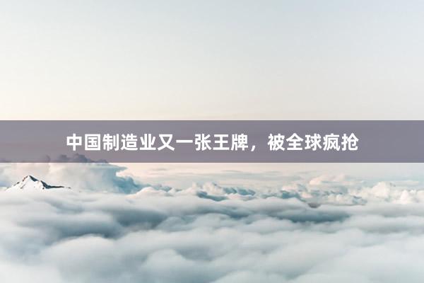 中国制造业又一张王牌，被全球疯抢