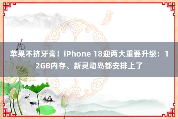 苹果不挤牙膏！iPhone 18迎两大重要升级：12GB内存、新灵动岛都安排上了