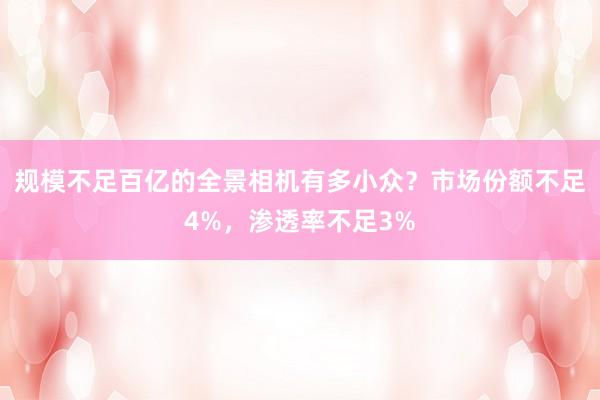 规模不足百亿的全景相机有多小众？市场份额不足4%，渗透率不足3%