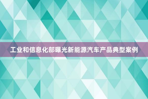 工业和信息化部曝光新能源汽车产品典型案例