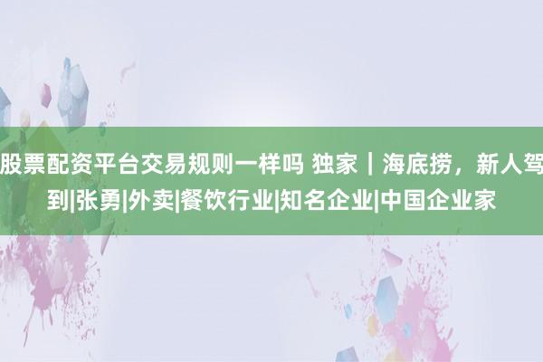 股票配资平台交易规则一样吗 独家｜海底捞，新人驾到|张勇|外卖|餐饮行业|知名企业|中国企业家