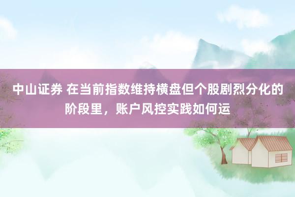 中山证券 在当前指数维持横盘但个股剧烈分化的阶段里，账户风控实践如何运